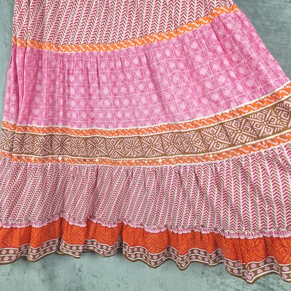 White Stag Skirt‎ Large Boho Peasant Tiered Prairie Festival Maxi Modest Sequins - Picture 5 of 9